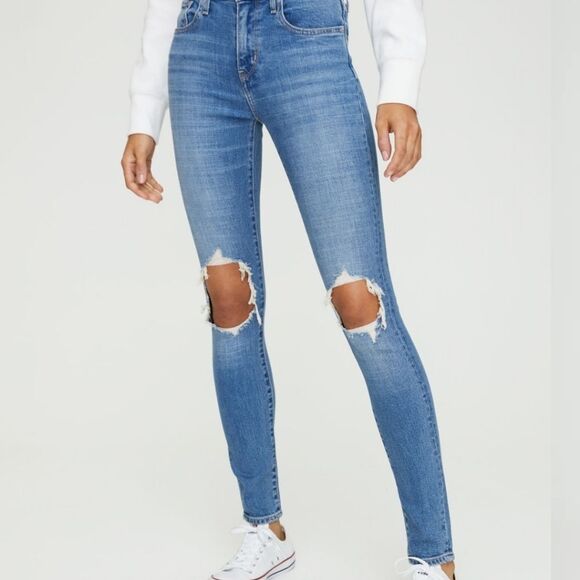 Levi's 721 Distressed Skinny in Rugged Indigo Med Denim size 25 - Picture 4 of 14